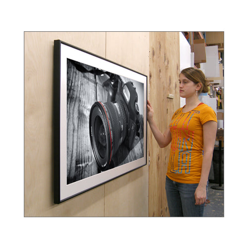 SATIN BLACK FRAME 15" x 22" with DECORATIVE ARCTIC WHITE MAT BORDER