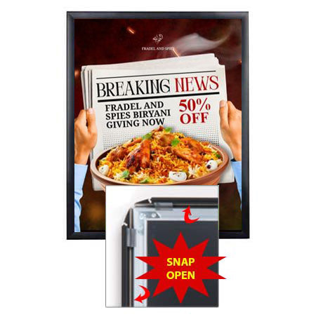 SwingSnap 24x30 Poster Snap Frame with 1 1/4" Mitered Corners Profile | Fast Change, Snap Open Metal Frame