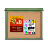 Eco-Design 24 x 32 Outdoor Message Center with Cork Board | LEFT Hinged Single Door Cabinet - Faux Wood Information Board