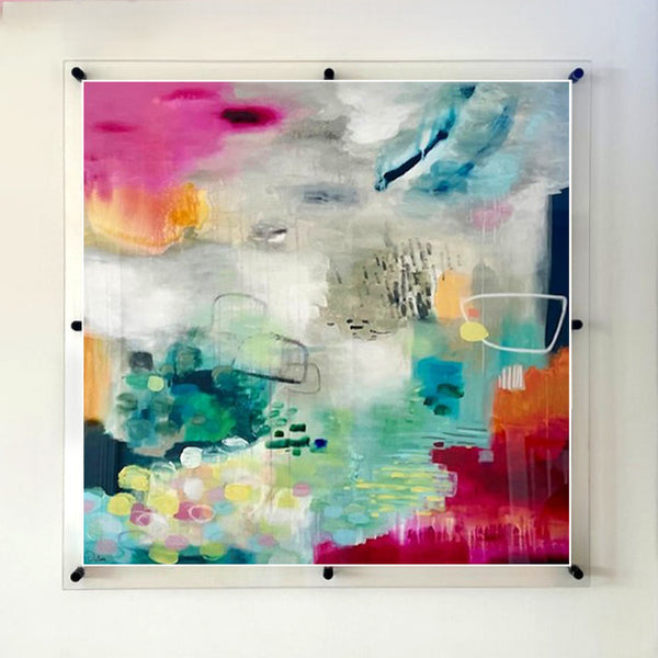 Square Acrylic Display with 8 Black Standoffs | Contact us for custom sizes