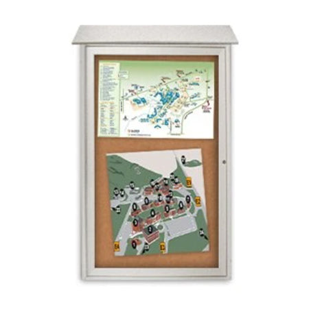 8.5x11 Outdoor Message Center with Cork Board Wall Mounted - LEFT Hinged