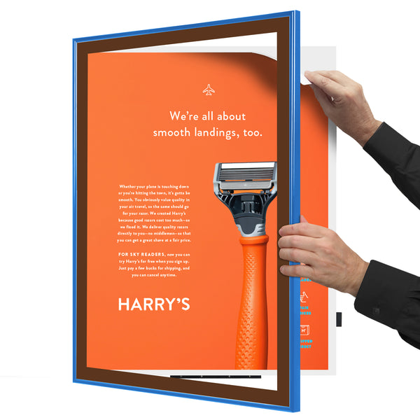 18x24 Poster Frame | Colorful Classic Poster Display SwingFrame with Quick Change, Swing Open Metal Frame Profile, 30+ Colors + Matboard