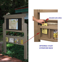 Eco-Design 28x20 Outdoor Freestanding Mid-Range Information Message Boards, Single-Sided Landscape Faux Wood Cabinet