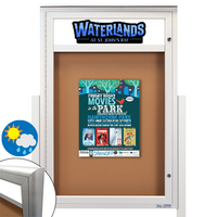 EXTREME WeatherPlus Radius Edge Outdoor Enclosed Bulletin Board Stand | Shown in Silver Finish in Portrait orientation