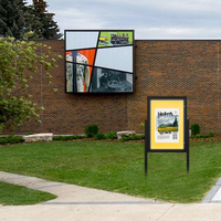 EXTREME WeatherPLUS™ XL Standing Radius Edge Outdoor Enclosed Bulletin Boards | LED LIGHTS | Shown In Black Frame Finish