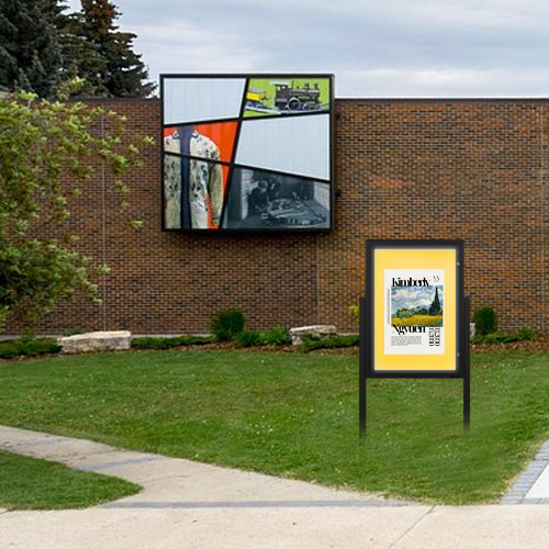 EXTREME WeatherPLUS™ XL Standing Radius Edge Outdoor Enclosed Bulletin Boards | LED LIGHTS | Shown In Black Frame Finish