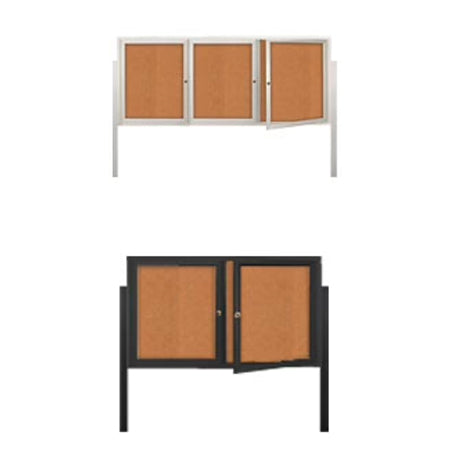 SwingCase Outdoor Enclosed Poster Display Cases 2-3 Doors with Two Posts | Metal Cabinet in 35+ Sizes