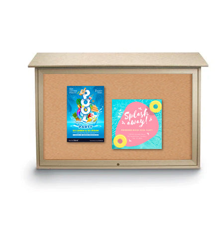 40x60 Outdoor Message Center TOP Hinged with Cork Board Wall Mounted - Eco-Friendly Recycled Plastic Enclosed Information Board