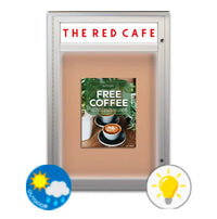 EXTREME WeatherPLUS™ Outdoor Enclosed Bulletin Boards with Personalized Message Header + LED Lights | Locking Metal Display Case in 15+ Sizes and Custom