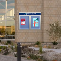 Enclosed Outdoor Bulletin Boards with Message Header and LED Lighting | Weather Resistant