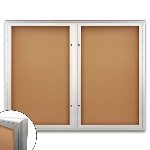 EXTREME WeatherPlus™ Radius Edge Enclosed Outdoor Bulletin Boards | Shown In 2-Door Frame
