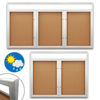 EXTREME WeatherPlus™ Radius Edge Enclosed Outdoor Bulletin Boards with Custom Message Header | Locking 2 and 3 Door Display Cases in 35+ Sizes