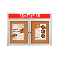 Enclosed Outdoor Bulletin Boards 48 x 48 with Header & Lights (Radius Edge) (2 DOORS)