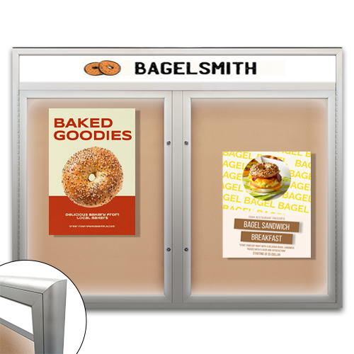 Enclosed Outdoor Bulletin Boards with Message Header and LED Lighting | Available in 4 Frame Finishes