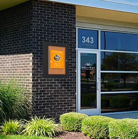 Outdoor Enclosed 27x41 Poster Display Case with Bulletin Board | SwingCase Single Door Metal Cabinet in 4 Metal Finishes