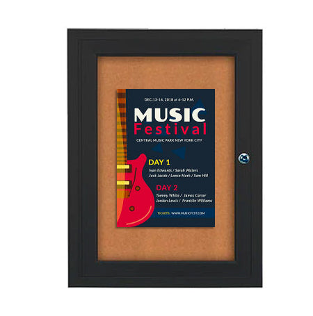 Outdoor Enclosed 27x41 Poster Display Case with Bulletin Board | SwingCase Single Door Metal Cabinet in 4 Metal Finishes