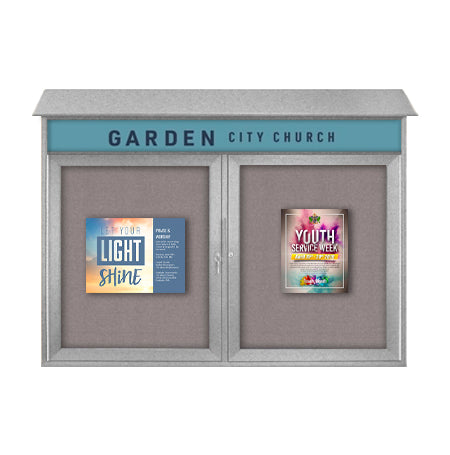 42" x 32" 2-Door Cork Board Message Center with Header (Image Not to Scale)