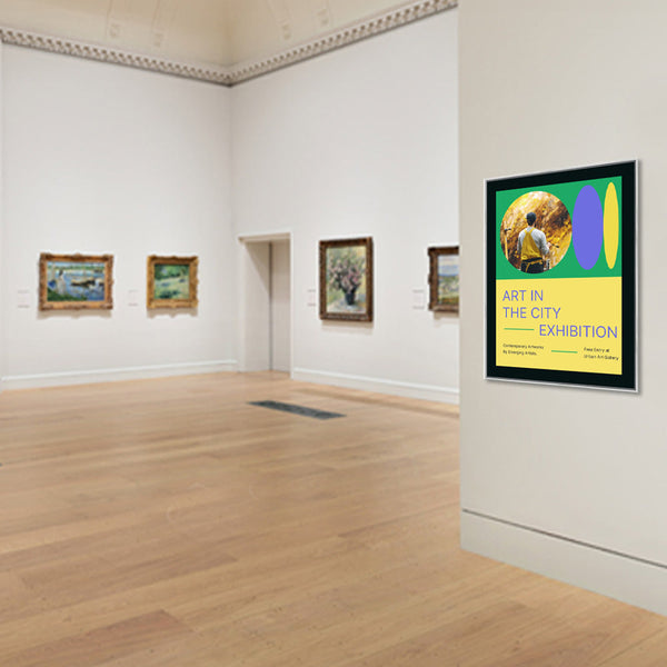 10x12 Poster Frame | SwingFrame Classic Poster Display, Swing Open, Quick Change, Classic Metal Profile with Matboard