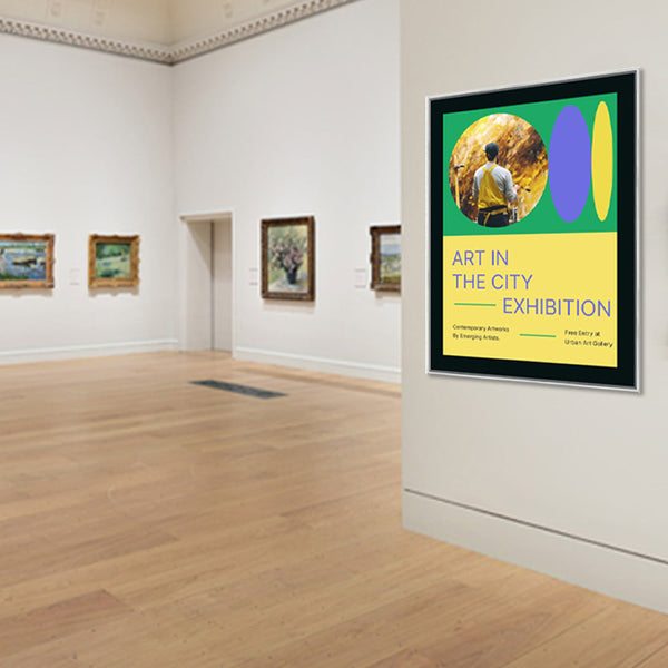 37x57 Poster Frame | Colorful Classic Poster Display SwingFrame in 75 Metal Finishes, 30+ Matboard Colors