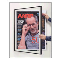 SwingFrame 36x48 Poster Frame | Classic Metal Poster Display with Beveled Matboard | Swings Open for Graphic Changes