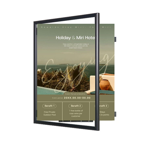 Wide Face 8x10 SwingFrame 1-inch Wide Metal Frame Profile - Swings Open for Quick Sign Changes