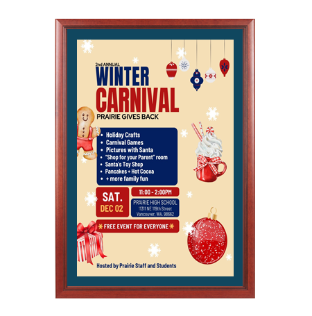 SwingFrame Wood 353 Poster Display Frame 36x48 with Decorative Matboard