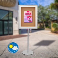 EXTREME WeatherPlus™ Enclosed Outdoor Bulletin Board Pedestal Display Stand in 6 Cabinet Sizes