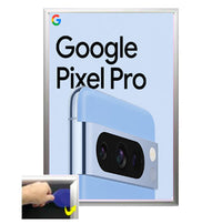 SwingSnap Poster Snap Frames with 1 1/4" Security Profile for Mounted Graphics on Rigid Boards 1/8", 3/16", and 1/4" Thick in 35+ Sizes