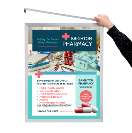 Large 27x40 Frame Euro-Style Top & Side Load - Poster Frame Sign Holder Slide-in Metal Frame Design