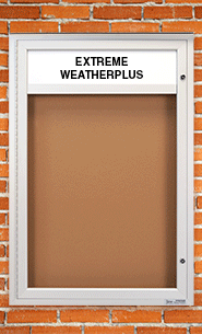 Extreme Weather Plus Premium Outdoor Enclosed Bulletin Boards with Header & LED Lights (Single Door)