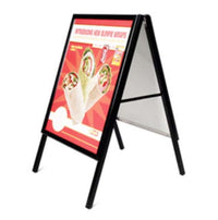 A-Frame Snap Frame Sign Holders for 22x28 Posters |  Double-Sided Folding Metal Stand - Gloss Black