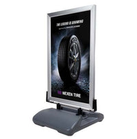 28x44 Outdoor Heavy-Duty Curb and Sidewalk Sign Holder for XL Poster Graphics | Double-Sided Snap Frame with Fillable Base + Wind Resistant
