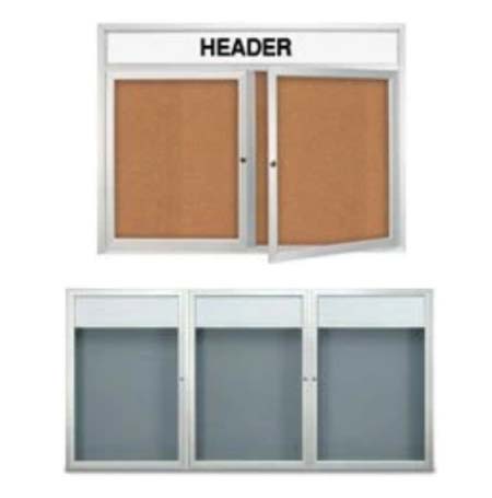 Indoor Enclosed Poster Display Cases with Message Header (Multiple Doors)