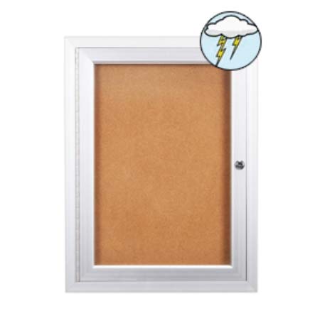 Outdoor Enclosed 27x41 Poster Display Case with Bulletin Board | SwingCase Single Door Metal Cabinet in 4 Metal Finishes