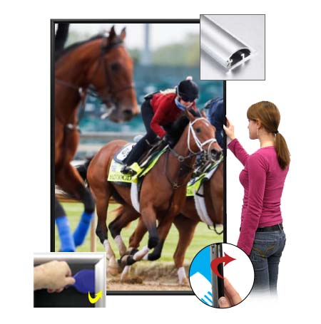 Extra Large, Deep Poster Snap Frames Security-Style 1 1/4-Wide for Mounted Graphics on 3/8" and 1/2" Thick Boards in 20+ Sizes and Custom Sizes