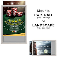 11x17 Silver Slide-In Frame Wall Mounts in Portrait (for Top Loading) or Landscape Position (for Side Loading)