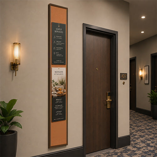 Value Line 12x96 Wood Framed Cork Bulletin Board | Open Face with Hardwood Trim