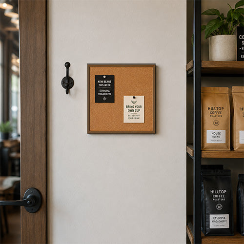 Value Line 12x12 Wood Framed Cork Bulletin Board | Open Face with Hardwood Trim