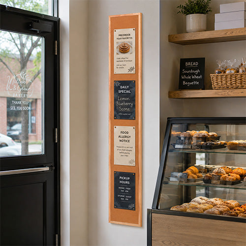 Value Line 12x60 Wood Framed Cork Bulletin Board | Open Face with Hardwood Trim