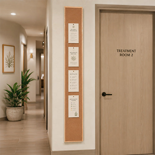 Value Line 12x84 Wood Framed Cork Bulletin Board | Open Face with Hardwood Trim