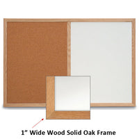14x14 MAGNETIC WHITEBOARD / CORK COMBINATION HAS 1" WIDE SOLID OAK FRAME