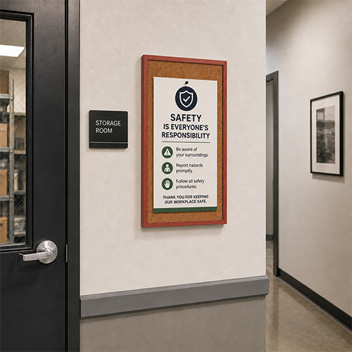 Value Line 14x22 Wood Framed Cork Bulletin Board | Open Face with Hardwood Trim