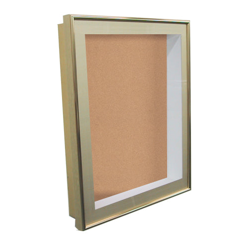 18 x 24 SwingFrame Designer 3 Inch Deep Shadow Box Display Case w Cork Board and Light - Metal Framed