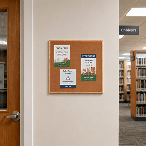 Value Line 18x18 Wood Framed Cork Bulletin Board | Open Face with Hardwood Trim