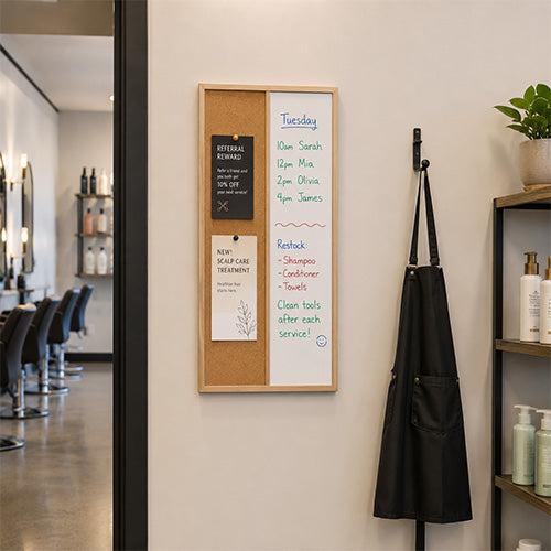 Value Line Combo Board 18x36 Wood Framed Cork Bulletin Marker Board (Open Face with Wood Trim)