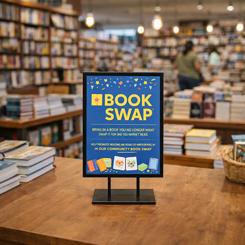 8 1/2 x 11 Countertop Display Frame Stand | Advertising and Promotinal Slide-In Sign Holder for Flat Surfaces