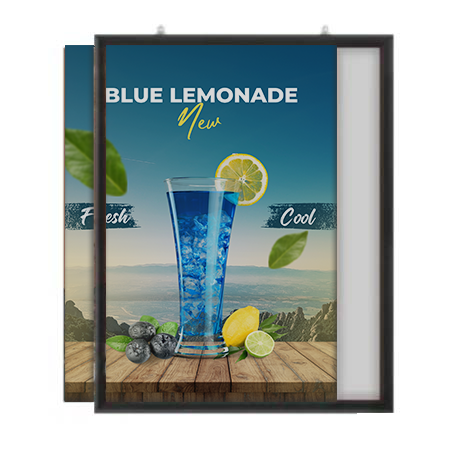 22x28 Slide-In Ceiling Mount Sign Holder 1" Wide | Mitered Black Frame Quick Ships