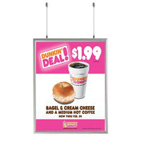 Ceiling Mount Display 22x28 Snap Frame Poster Sign Holder | Two-Sided, Silver Metal Frame Finish