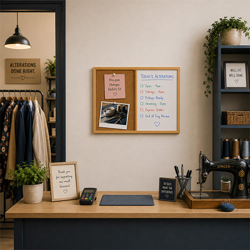 Value Line Combo Board 20x15 Wood Framed Cork Bulletin Marker Board (Open Face with Wood Trim)
