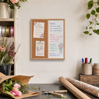 Value Line Combo Board 20x16 Wood Framed Cork Bulletin Marker Board (Open Face with Wood Trim)